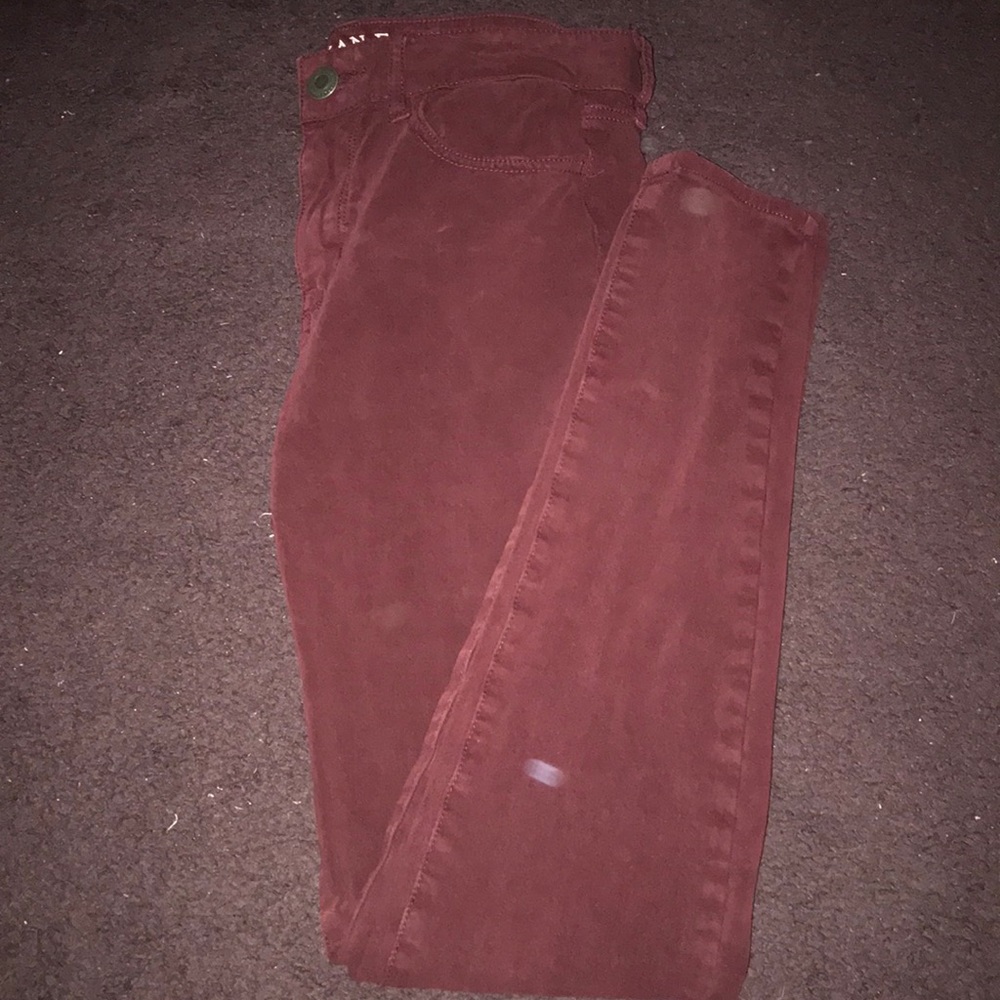 Girls Maroon Stretchy American Eagle Jeans Size 2